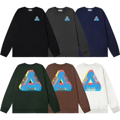 crewneck sweatshirts in five colours with a triangle graphic