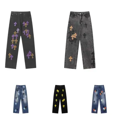 embroidered jeans in three washes laid flat