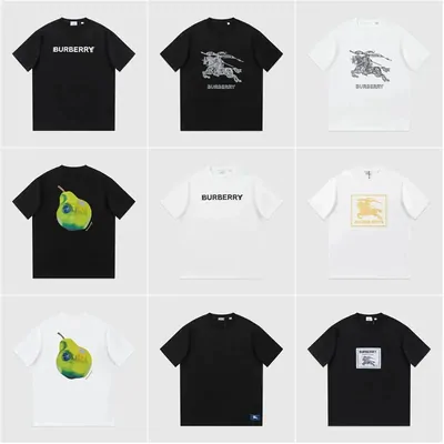 black and white graphic tees arranged in a grid